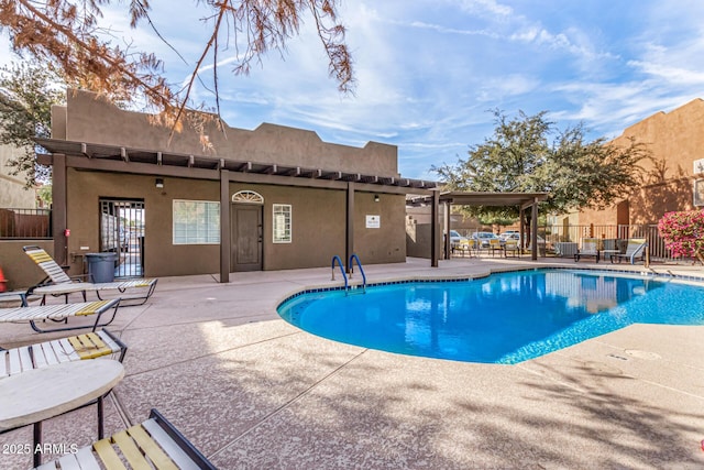 view of swimming pool with a patio