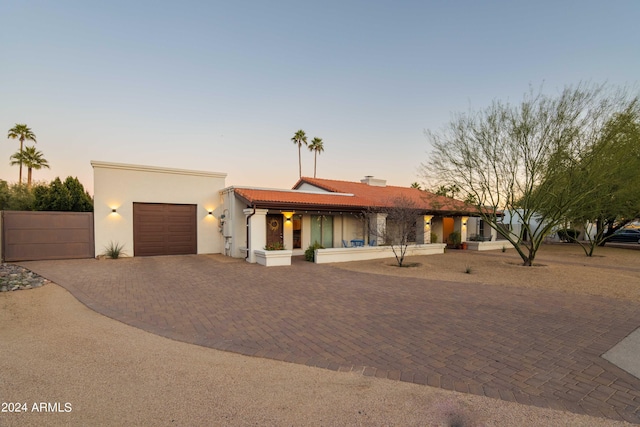 view of front of home featuring a garage