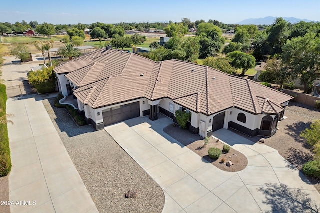 bird's eye view with a mountain view