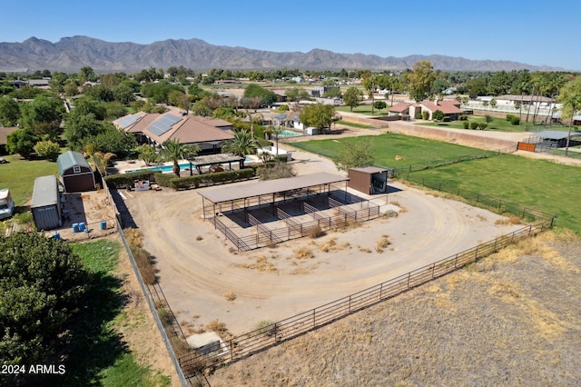 bird's eye view with a mountain view