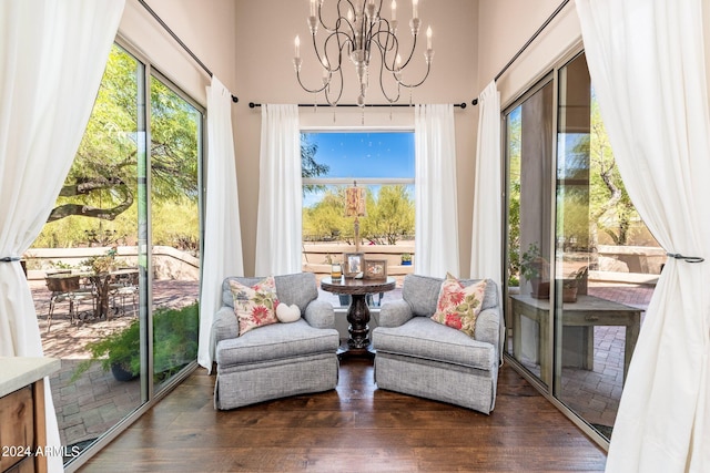 interior space with a chandelier