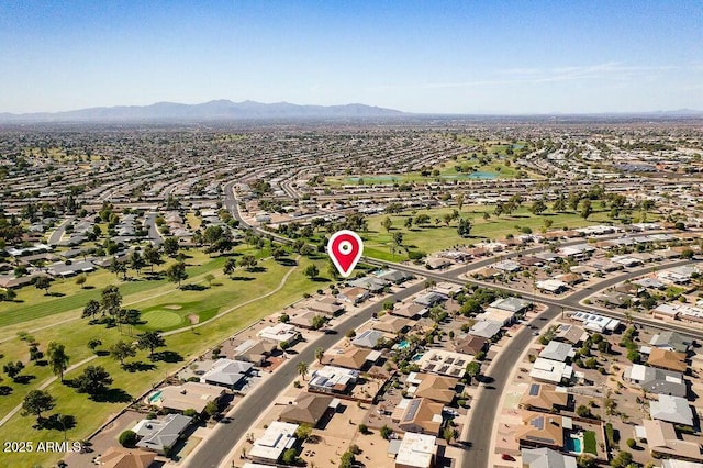 bird's eye view featuring a residential view and a mountain view