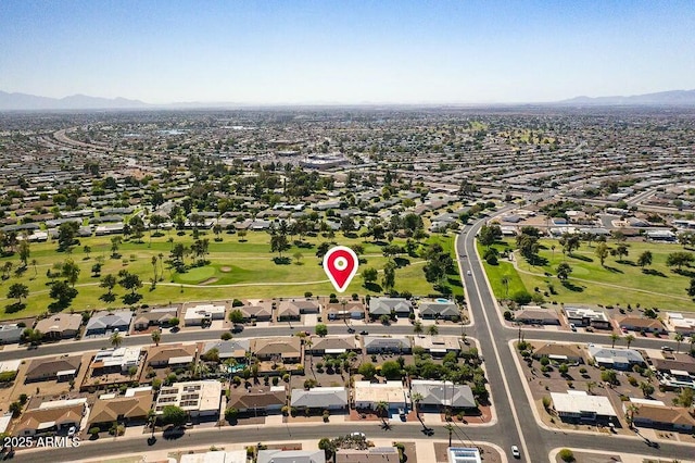 aerial view featuring a residential view and a mountain view