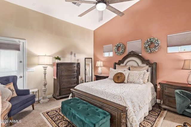 36641 N Railway St, San Tan Valley, AZ 85140 - bedroom featuring baseboards, a ceiling fan, light colored carpet, and vaulted ceiling