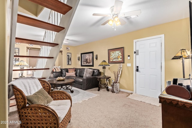 36641 N Railway St, San Tan Valley, AZ 85140 - carpeted living room with ceiling fan and baseboards