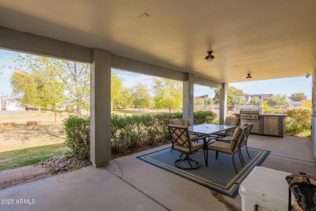 36641 N Railway St, San Tan Valley, AZ 85140 - view of patio / terrace featuring outdoor dining area, fence, and area for grilling
