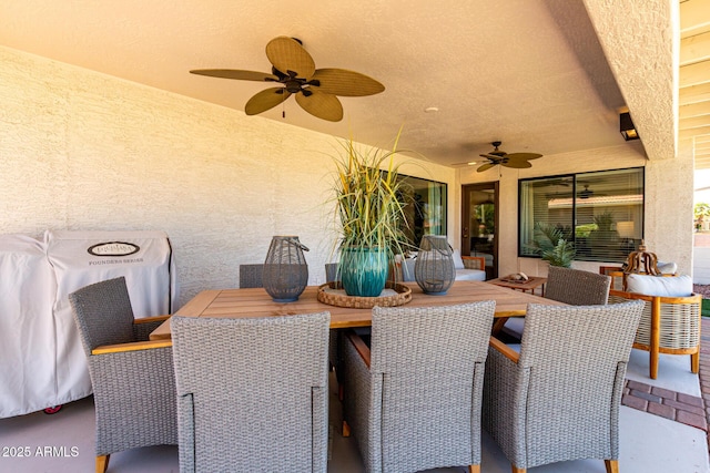 10826 E Navajo Dr, Sun Lakes, AZ 85248 - view of patio featuring outdoor dining space and ceiling fan
