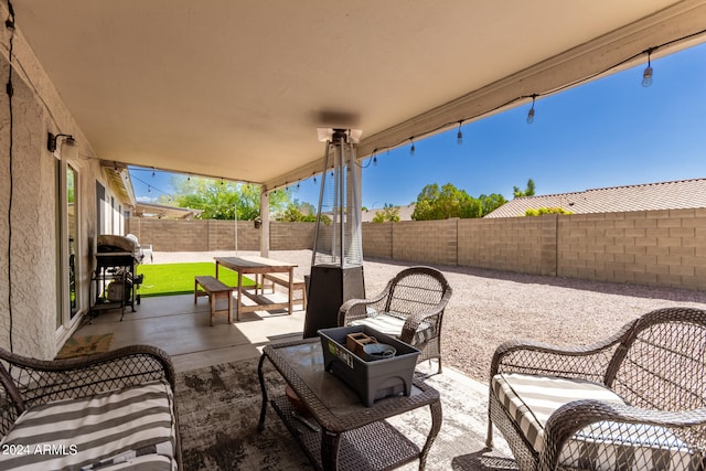 view of patio / terrace with a grill and an outdoor hangout area