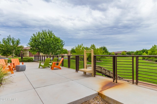 view of terrace featuring a balcony