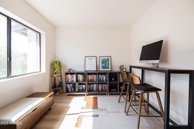 office space with wood finished floors