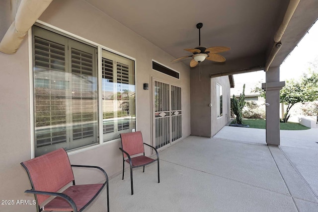 view of patio / terrace with a ceiling fan