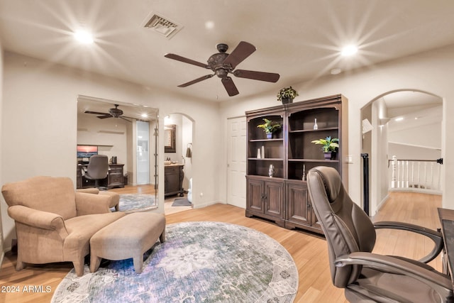 home office featuring light hardwood / wood-style floors