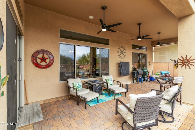 view of patio / terrace with ceiling fan