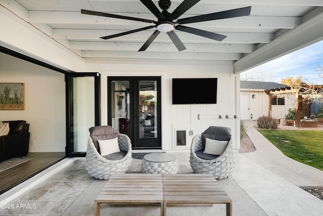 view of patio / terrace with a ceiling fan