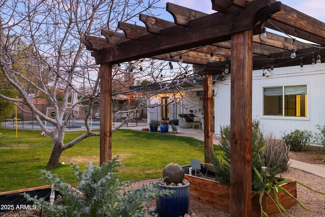 view of yard with a patio and a pergola