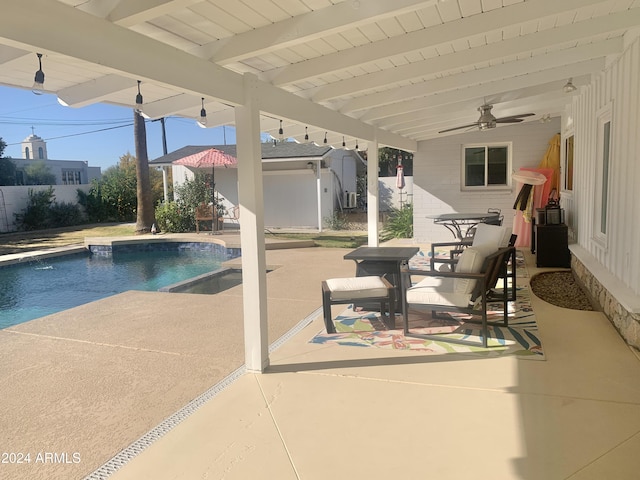 view of swimming pool featuring a patio