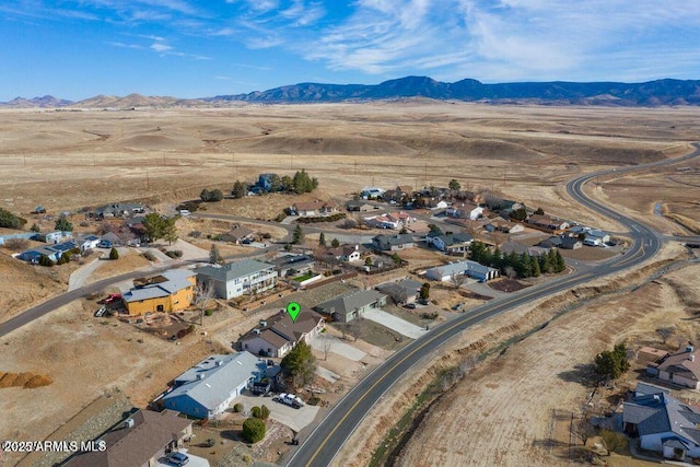 aerial view featuring a residential view and a mountain view