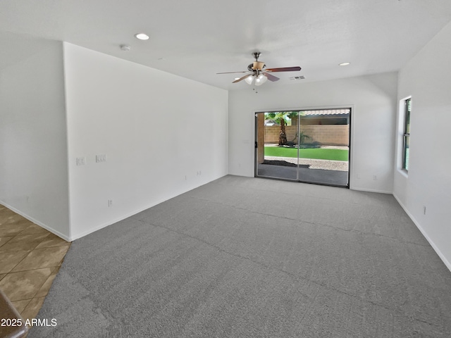 8616 S 57th Dr, Laveen, AZ 85339 - carpeted spare room with visible vents, ceiling fan, and recessed lighting