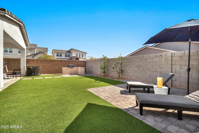 view of yard with a patio area