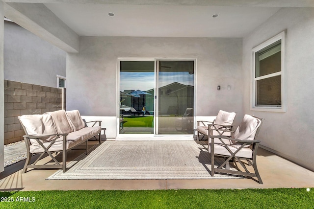 view of patio / terrace with an outdoor living space