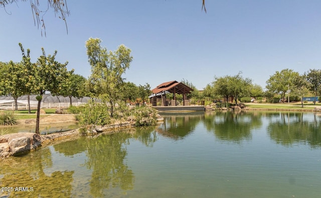 water view featuring a gazebo