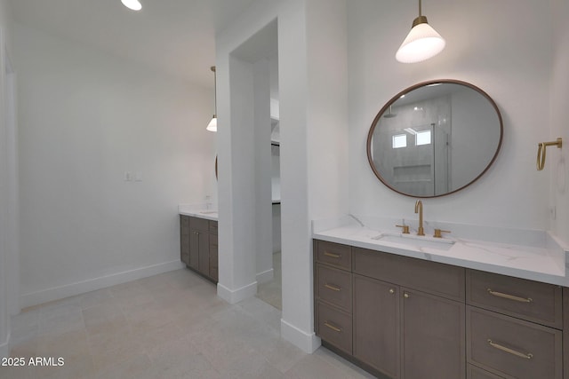 2859 E Los Altos Rd, Gilbert, AZ 85297 - full bathroom with two vanities, a shower, and tile patterned floors