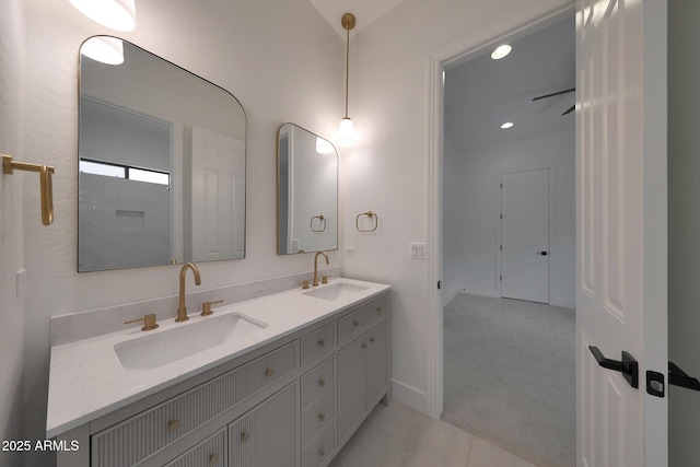 2859 E Los Altos Rd, Gilbert, AZ 85297 - full bathroom with double vanity, tile patterned floors, and recessed lighting