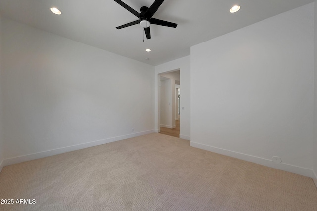 2859 E Los Altos Rd, Gilbert, AZ 85297 - empty room with light colored carpet, recessed lighting, and a ceiling fan