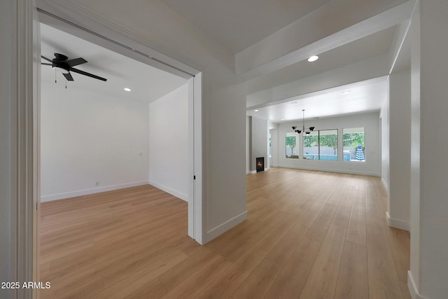 2859 E Los Altos Rd, Gilbert, AZ 85297 - unfurnished room featuring a chandelier, light wood finished floors, recessed lighting, and a ceiling fan