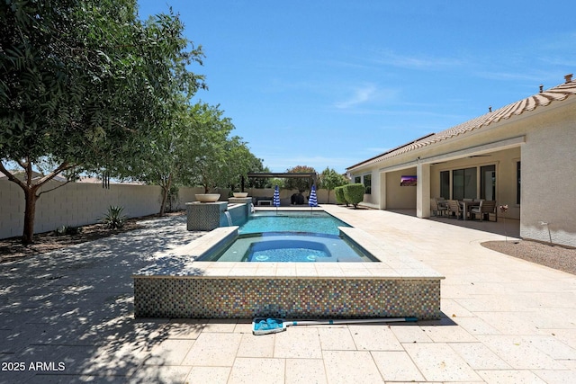 2859 E Los Altos Rd, Gilbert, AZ 85297 - view of swimming pool with an in-ground hot tub, a patio, and a fenced backyard