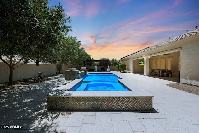 2859 E Los Altos Rd, Gilbert, AZ 85297 - view of swimming pool featuring an in-ground hot tub, a patio area, and a fenced backyard