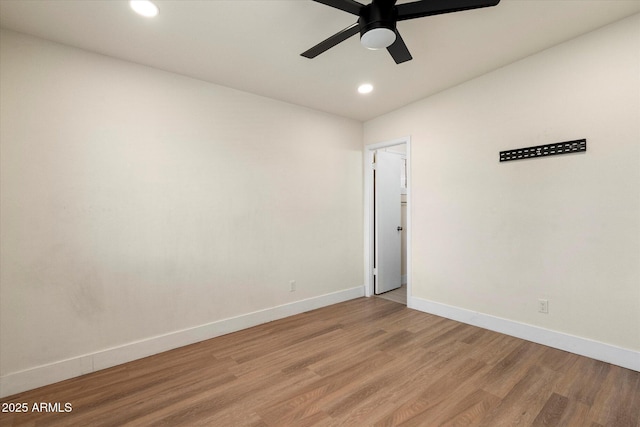 1939 E Alameda Dr, Tempe, AZ 85282 - empty room with baseboards, ceiling fan, light wood finished floors, and recessed lighting