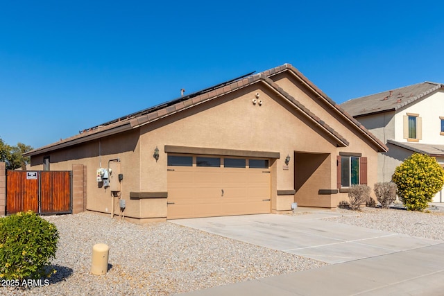 single story home with a garage