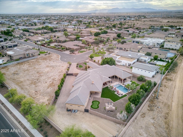 bird's eye view with a mountain view