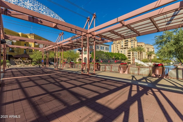 view of patio featuring a pergola