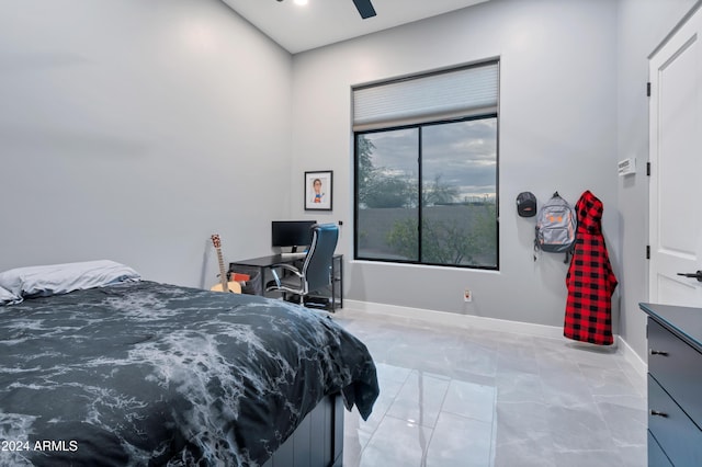 bedroom featuring ceiling fan