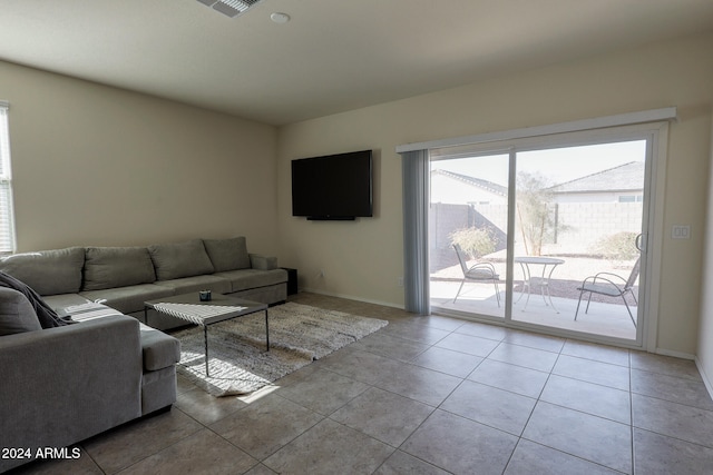 view of tiled living room