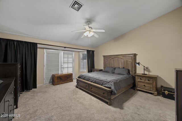 843 E Vera Ln, Tempe, AZ 85284 - bedroom featuring vaulted ceiling, carpet flooring, and ceiling fan