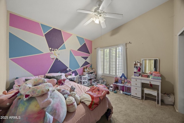 843 E Vera Ln, Tempe, AZ 85284 - carpeted bedroom featuring lofted ceiling and a ceiling fan