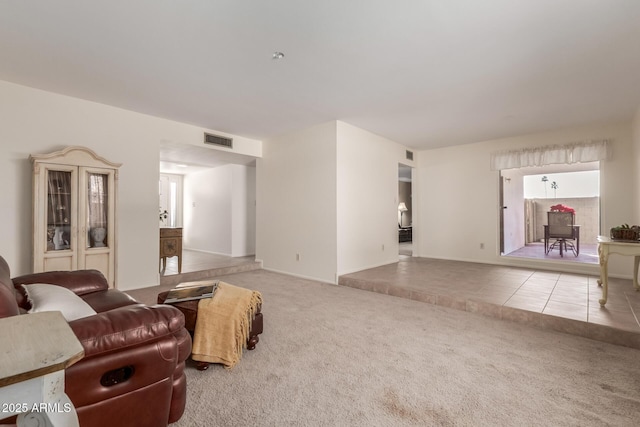 living room featuring carpet flooring