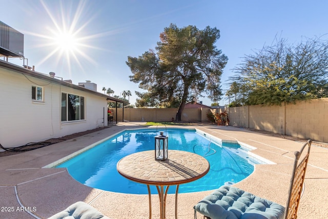 view of swimming pool with a patio