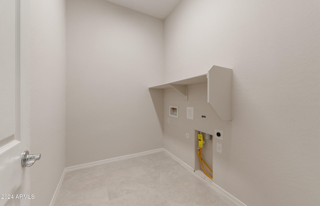 laundry room featuring gas dryer hookup, hookup for a washing machine, and electric dryer hookup