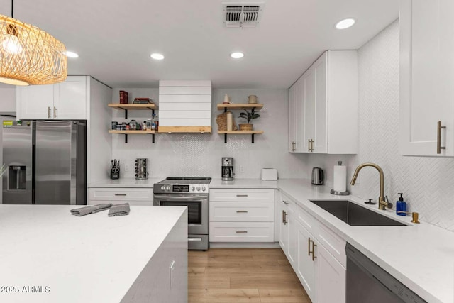 kitchen with white cabinetry, sink, and appliances with stainless steel finishes