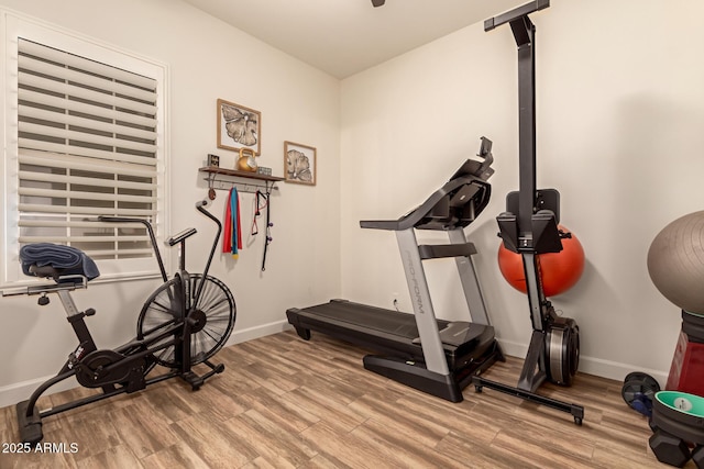3990 E Iris Dr, Chandler, AZ 85286 - workout room featuring wood finished floors and baseboards