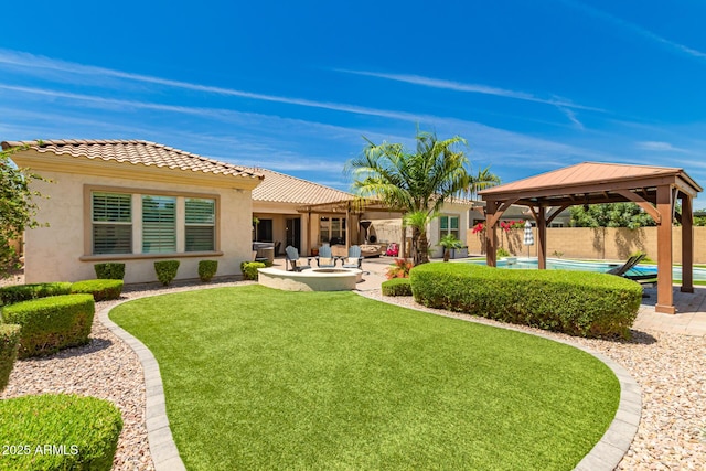 3990 E Iris Dr, Chandler, AZ 85286 - view of yard with a gazebo, a patio, and a fire pit