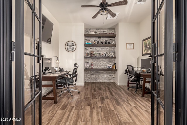 3990 E Iris Dr, Chandler, AZ 85286 - office with wood finished floors, baseboards, and ceiling fan
