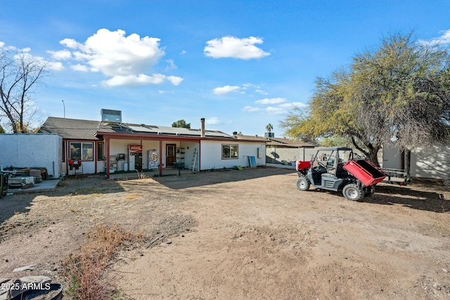 single story home with central AC unit