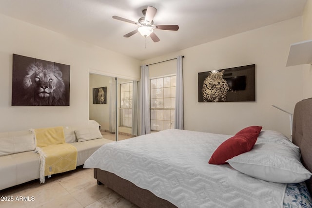 5237 N 106th Ave, Glendale, AZ 85307 - bedroom with a closet, a ceiling fan, and light tile patterned floors