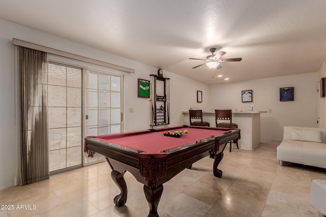 5237 N 106th Ave, Glendale, AZ 85307 - playroom with ceiling fan, billiards, and light tile patterned flooring