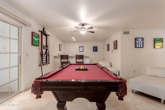 5237 N 106th Ave, Glendale, AZ 85307 - playroom with light tile patterned floors, a ceiling fan, and pool table